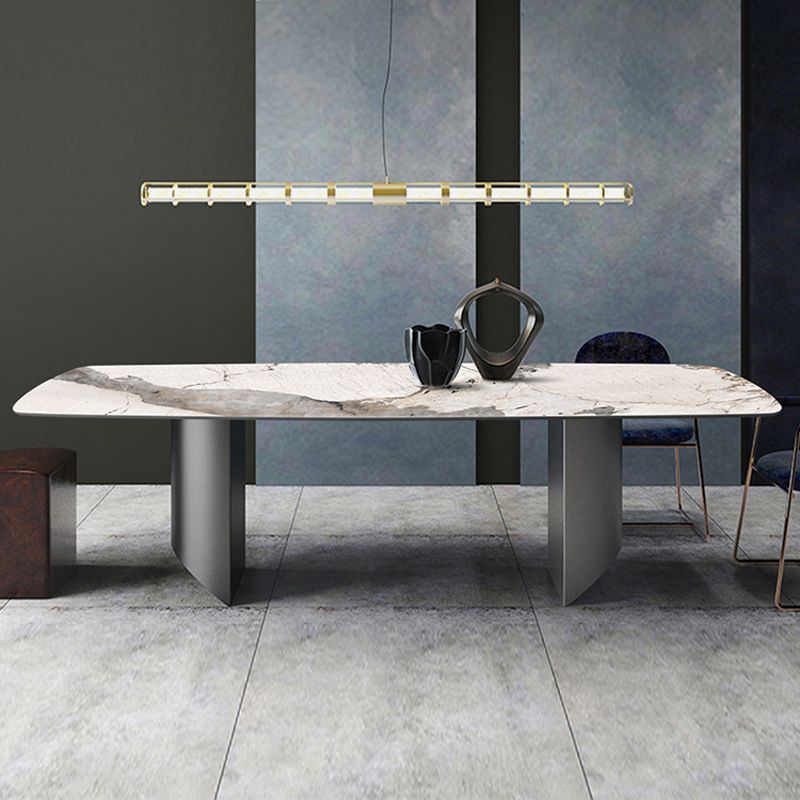 Modern Metal Base Dining Table Stone Rectangle Dining Table for Home Clearhalo 'Dining Tables & Seating' 'Dining Tables' 'dining_table' 'furn' 'furn_dining_table' 'Furniture' 'Kitchen & Dining Furniture' 1200x1200_76588f79-e5d6-4dc8-85c4-008f5cdf90d0