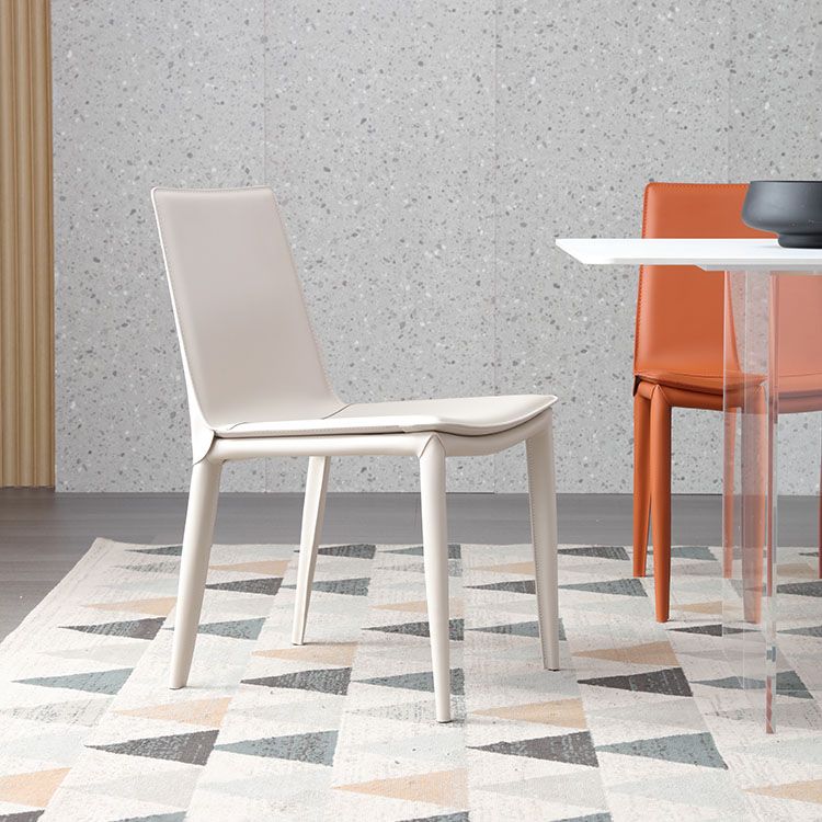 Contemporary Design Solid Back Chair for Home Armless Leather Dining Chairs Clearhalo 'Dining Chairs' 'Dining Tables & Seating' 'dining_chair' 'Furniture' 'furniture_dining_chair' 'Kitchen & Dining Furniture' 1200x1200_765a39aa-021c-47c8-807b-115b69d1bd91