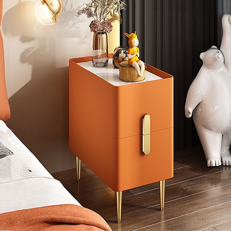 20 Zoll H-Nachttisch 2-Drawer Storage Glam Massivholz Nachttisch mit Beinen