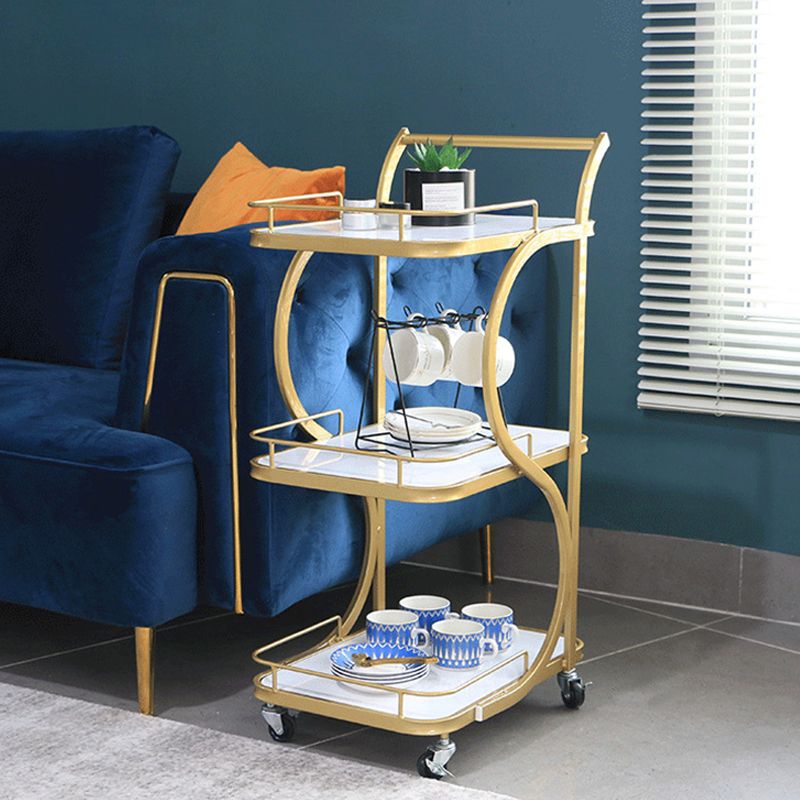 Modern Style Metal Prep Table Rolling Marble Prep Table with Open Storage Clearhalo 'furn' 'furn_kitchen_islands_carts' 'Furniture' 'Kitchen & Dining Furniture' 'Kitchen Islands & Carts' 'kitchen_islands_carts' 1200x1200_765d69e6-1bd1-4c5f-8244-a42a01e5bda2