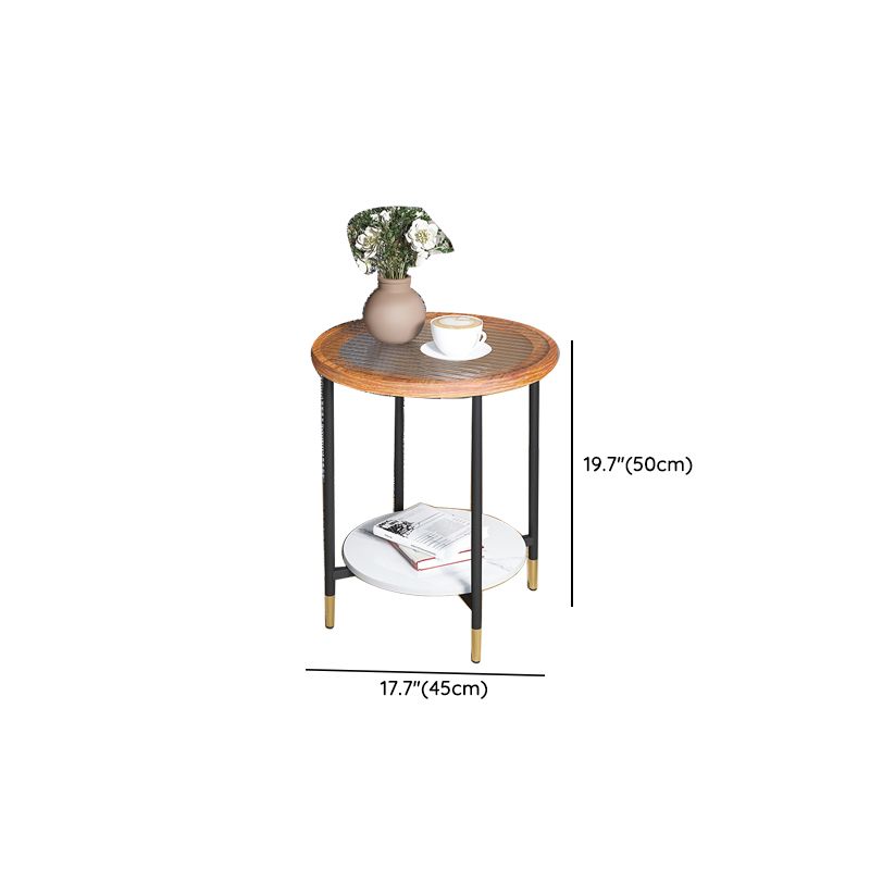 Glass & Slate Round Coffee Table Set Tropical Shelf Included Cocktail Table Clearhalo 'Coffee & Accent Tables' 'Coffee Tables' 'coffee_tables' 'furn' 'furn_coffee_tables' 'Furniture' 'Living Room Furniture' 1200x1200_76605e35-2208-4c5c-91f7-7577542ba507
