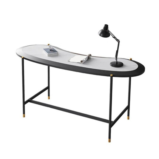 Bureau de bureau industriel Blanc White-Shape Writing Bureau avec des jambes en métal