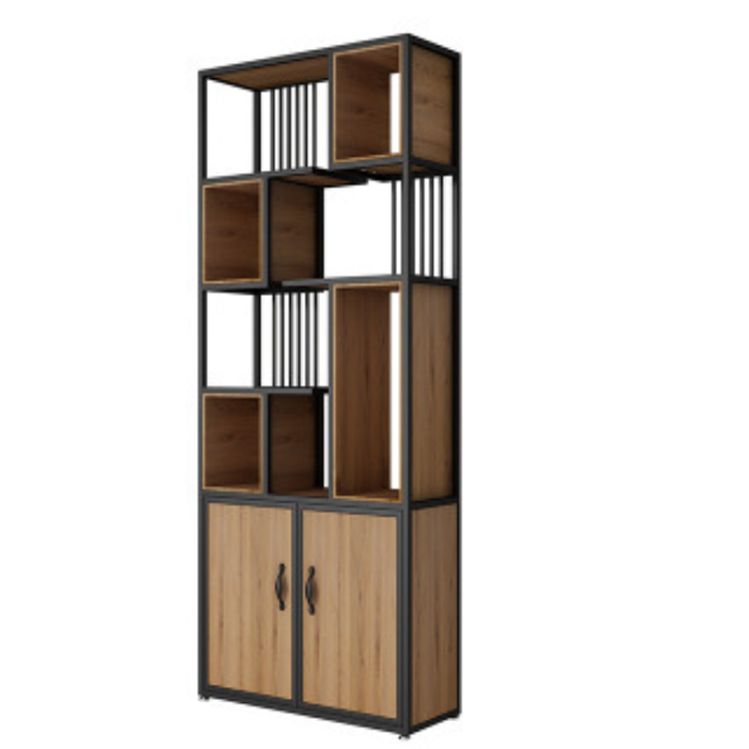 Metal and Wooden Bookcase Home Open Storage Bookshelf with 2 Doors Clearhalo 'Bookcases' 'furn' 'furn_bookcases' 'Furniture' 'Office Furniture' 1200x1200_766146cb-6f7c-4b68-8d76-ca51bd3e3168