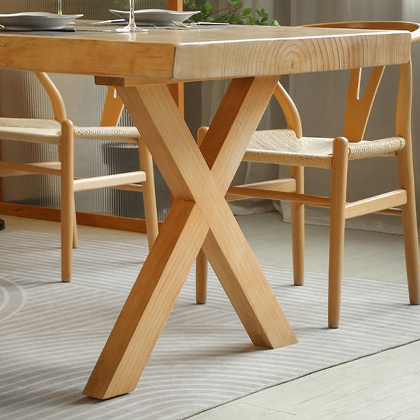 Rectangle Solid Wood Dining Table Modern Contemporary Kitchen Wood Table with Double Pedestal Clearhalo ' dining_table' 'Dining Tables & Seating' 'Dining Tables' 'Furniture' 'furniture_dining_table' 'Kitchen & Dining Furniture' 'kitchen&dining_furn' 'kitchen' 'kitchen_dining_table' 1200x1200_7661e432-7c7d-4cb4-aa6b-0d23e0d0029b