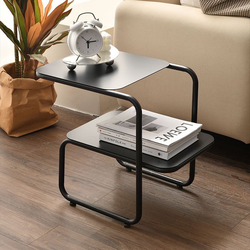 Modernistic Sled Base Side Table Rectangular Metal Top End Table with Shelf Clearhalo 'Coffee & Accent Tables' 'End & Side Tables' 'end_side_tables' 'furn' 'furn_end_side_tables' 'Furniture' 'Living Room Furniture' 1200x1200_76629c1b-cd0d-4d13-98f9-e05eb4e6758a