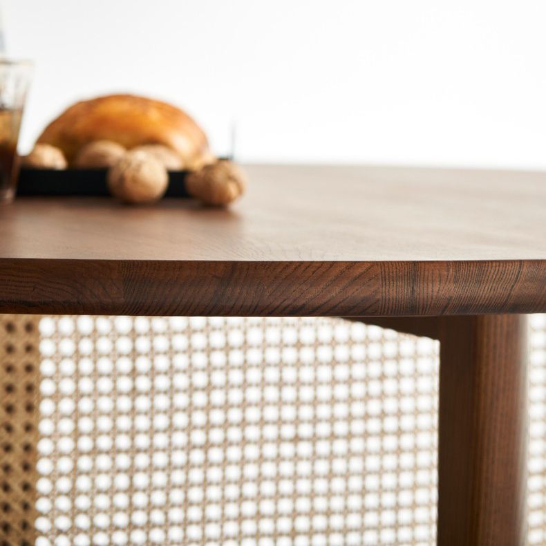 Round Trestle Base Casual Table Wood Color Fixed Table with Ashwood Solid Wood Clearhalo ' dining_table' 'Dining Tables & Seating' 'Dining Tables' 'furn' 'furn_dining_table' 'Furniture' 'furniture_dining_table' 'Kitchen & Dining Furniture' 'kitchen&dining_furn' 'kitchen' 'kitchen_dining_table' 1200x1200_76667148-cb03-4aba-aac4-c4bb622a87ed