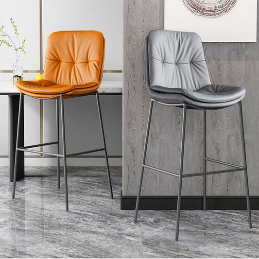 Contemporary Metal Leather Bar Stools Indoor Barstool with Cushion and Low Back Clearhalo 'Bar Furniture' 'Bar Stools' 'bar_stools' 'furn' 'furn_bar_stools' 'furniture_bar_stools' 'Kitchen & Dining Furniture' 'kitchen&dining_furn' 'kitchen' 'kitchen_furn' Furniture' 1200x1200_76675081-710f-4461-81ae-a08da79a32f0