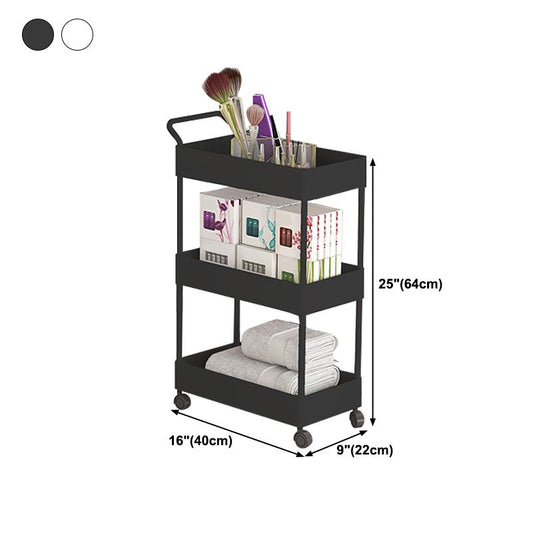 Rectangular Open Bookcase Modern Metal Bookshelf with Casters