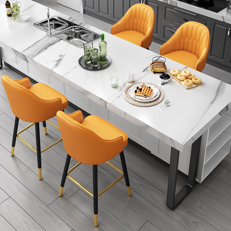 Leather Seat Barstool Nordic Style Iron Pedestal Bar Stool for Dining Room Clearhalo 'Bar Furniture' 'Bar Stools' 'bar_stools' 'furn' 'furn_bar_stools' 'Furniture' 'Kitchen & Dining Furniture' 1200x1200_766c9a56-220d-4846-b6b6-db18887c57af