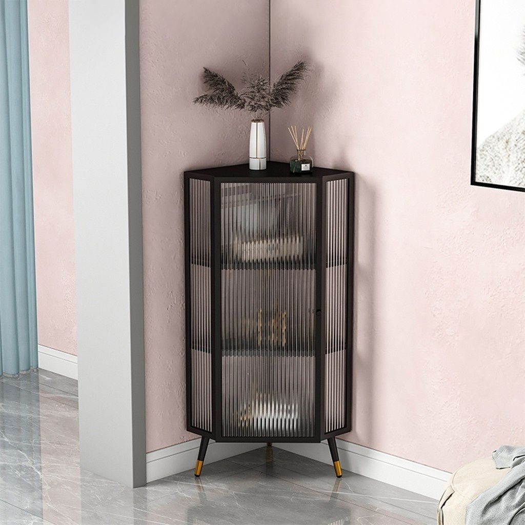 Marco de metal Puerta de vidrio Buffet Servidor de comedor moderno para sala de estar