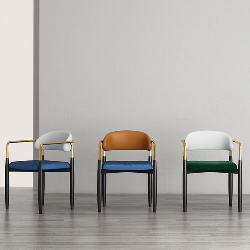 Contemporary Upholstered Home Arm Chair Open Back Matte Finish Dining Chair Clearhalo ' kitchen&dining_furn' 'Dining Chairs' 'Dining Tables & Seating' 'dining_chair' 'furn' 'furn_dining_chair' 'Furniture' 'furniture_dining_chair' 'Kitchen & Dining Furniture' 'kitchen' 1200x1200_766e1ad1-961e-477b-9a60-6ec5a55f061a