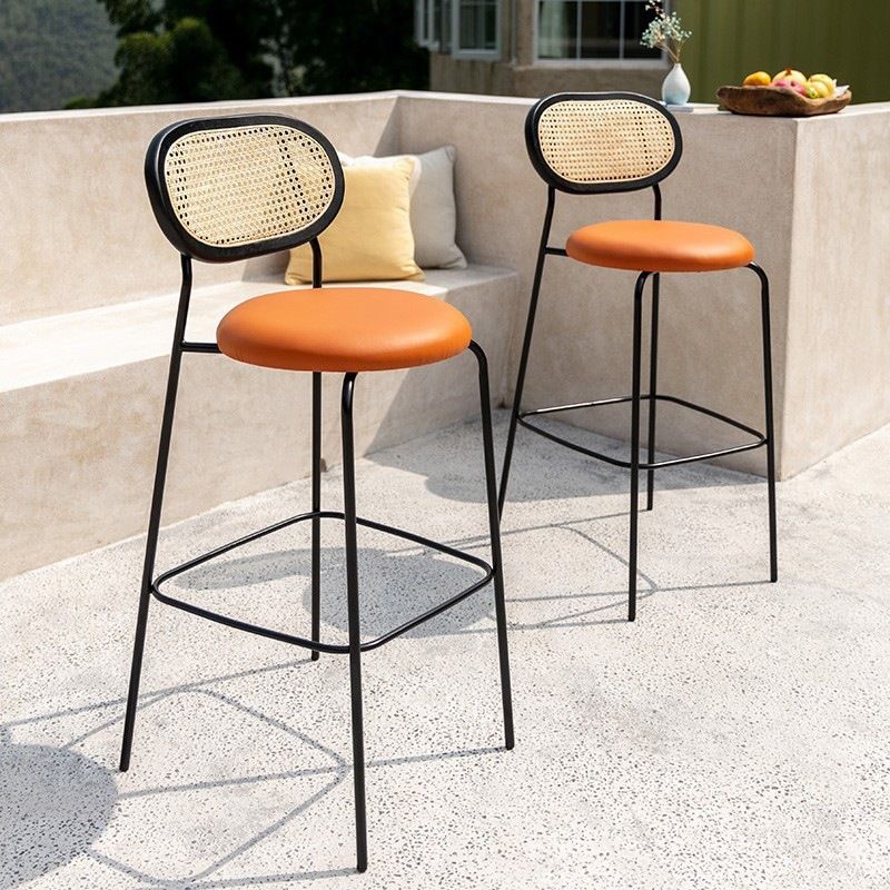 Taburetes de comedor con respaldo bajo Taburetes de bar sin brazos contemporáneos con base de metal