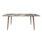 Modern Rectangle Dining Table Sintered Stone Top Ash Base Table with 4 Legs