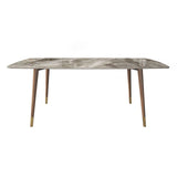 Modern Rectangle Dining Table Sintered Stone Top Ash Base Table with 4 Legs
