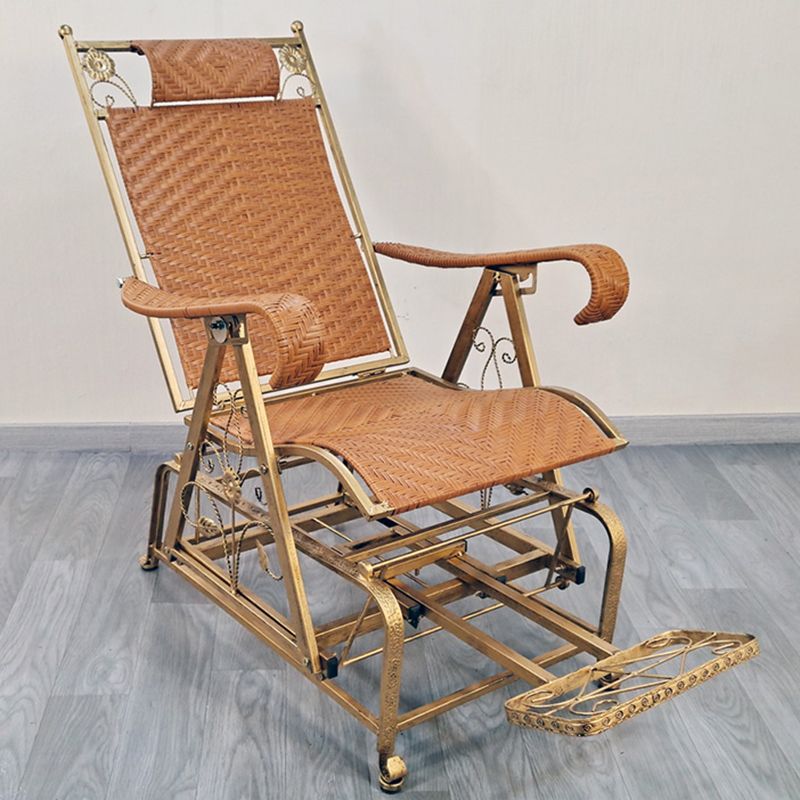 Modern Rocker Wicker Woven Rope Weather-Resistant Recliner Chair