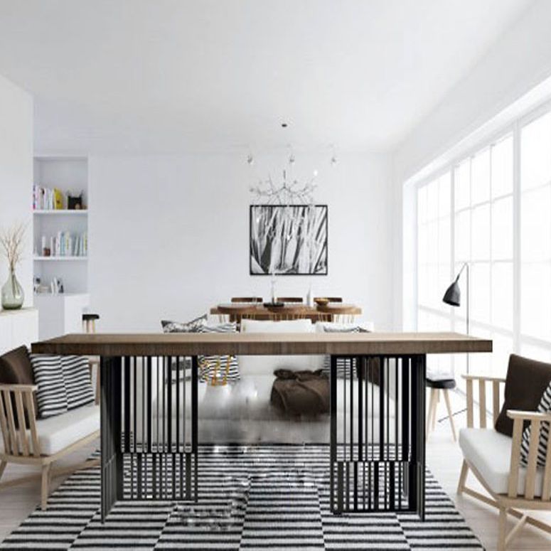 Metal Industrial Rectangular Dining Table Wood Top Dining Table for Kitchen Clearhalo ' dining_table' 'Dining Tables & Seating' 'Dining Tables' 'furn' 'furn_dining_table' 'Furniture' 'furniture_dining_table' 'Kitchen & Dining Furniture' 'kitchen&dining_furn' 'kitchen' 'kitchen_dining_table' 1200x1200_76703495-d0aa-4bce-91b0-e2535fab0a04