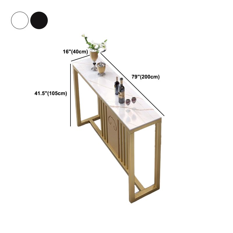 Tavolo da bar per top in pietra di pietra lucidata tavolo da pub glam con telaio metallico