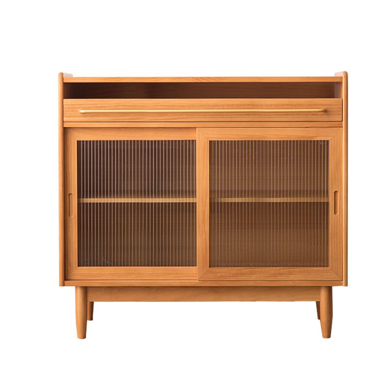 36.22"Tall 1- Drawer Wooden Cabinet , Glass Paned Rectangle Accent Cabinet