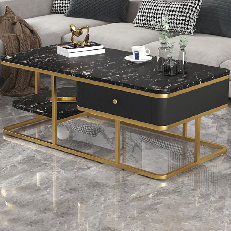 Frame Base Coffee Table Rectangular Black/White Cocktail Table Clearhalo 'Coffee & Accent Tables' 'Coffee Tables' 'coffee_tables' 'furn' 'furn_coffee_tables' 'Furniture' 'Living Room Furniture' 1200x1200_767086c1-fb7e-4a85-95b6-1508e15a2653
