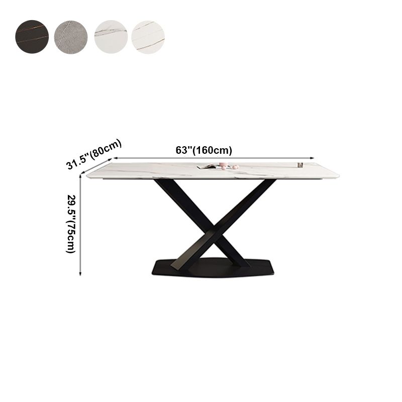 Modern Style Dining Table Rectangle Sintered Stone Dining Table with Black Frame for Home Use Clearhalo ' dining_table' 'Dining Tables & Seating' 'Dining Tables' 'furn' 'furn_dining_table' 'Furniture' 'furniture_dining_table' 'Kitchen & Dining Furniture' 'kitchen&dining_furn' 'kitchen' 'kitchen_dining_table' 1200x1200_7672c0f1-b7e7-4f12-b9d9-55c15ee058b8