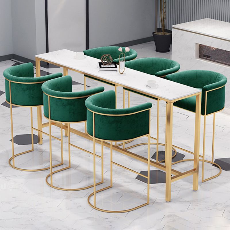 Glam Style Counter Stool Upholstered Bar Stool with Metal Base