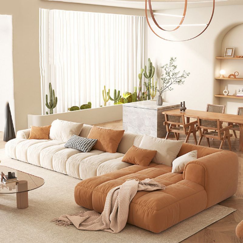 Flanella imbottita di spugna sezionale in stile nordico in divano bianco/arancione/arancione/arancione