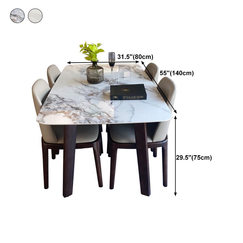 Modern Rectangle Dining Table Stone Top Walnut Tripod Base Dining Table Clearhalo 'Dining Tables & Seating' 'Dining Tables' 'dining_table' 'furn' 'furn_dining_table' 'Furniture' 'furniture_dining_table' 'Kitchen & Dining Furniture' 'kitchen' 'kitchen_dining_table' 1200x1200_7674ba4e-42a3-4ad5-bed9-c0f28caddf54