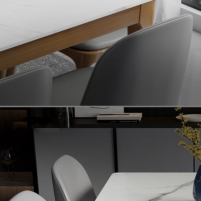 Contemporary Kitchen Rectangle Shape Dining Set Sintered Stone Standard Dining Set in White Clearhalo 'Dining Room Sets' 'Dining Tables & Seating' 'dining_room_set' 'furn' 'furn_dining_room_set' 'Furniture' 'furniture_dining_room_set' 'Kitchen & Dining Furniture' 'kitchen&dining_furn' 'kitchen' 1200x1200_76772da1-638f-4662-9e3a-9bd5d5d14906