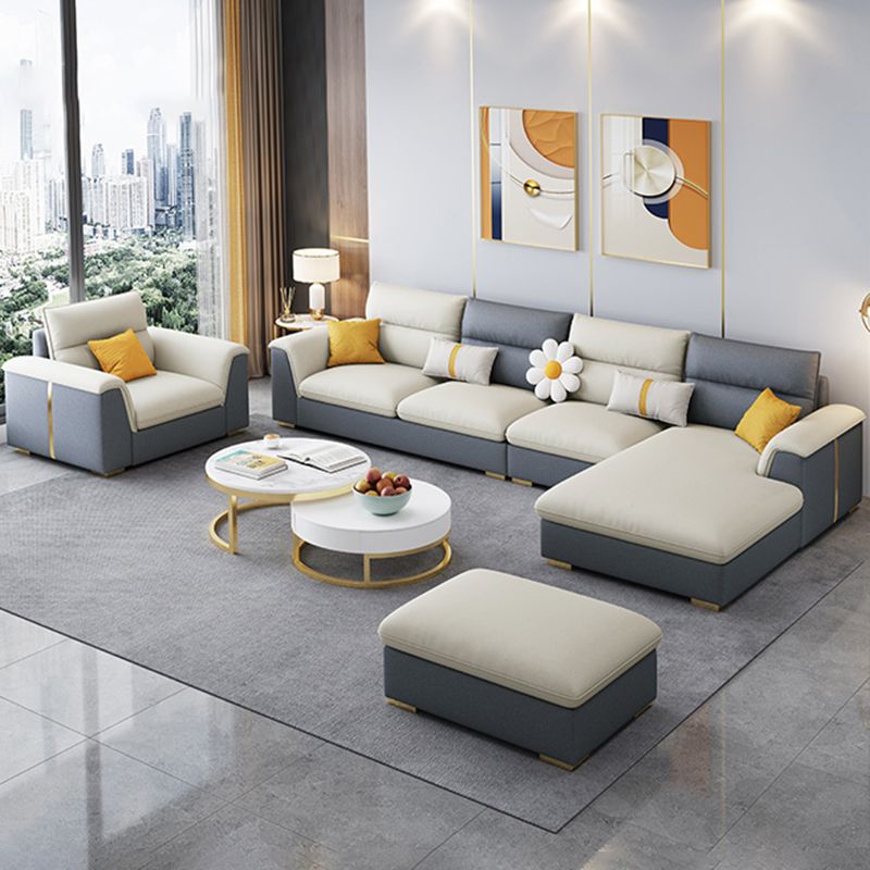 Glam 3/4 Seater Faux Leather Pillow Top Arm Sofa for Living Room