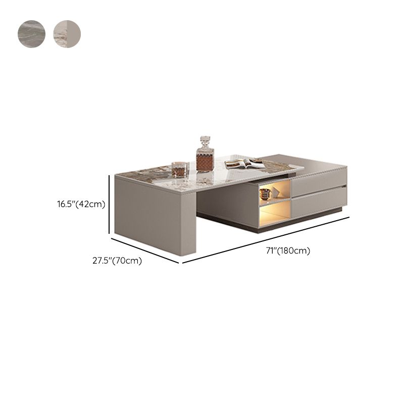 Glam Coffee Table Rectangle Stone Single Cocktail Table with Storage Drawers Clearhalo 'Coffee & Accent Tables' 'Coffee Tables' 'coffee_tables' 'furn' 'furn_coffee_tables' 'Furniture' 'Living Room Furniture' 1200x1200_767a20d3-2a87-4c78-b9df-c79e072d46ad