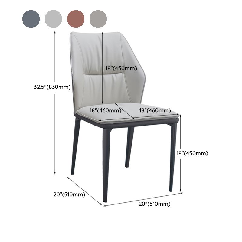 Chaise d'accélération simple moderne chaise à manger en faux cuir avec base en métal pour le salon