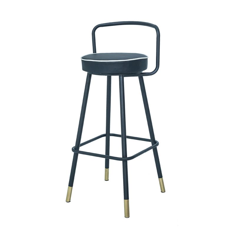 Contemporary Metal Backrest Counter High Stool with Leather Cushion Clearhalo 'Bar Furniture' 'Bar Stools' 'bar_stools' 'furn' 'furn_bar_stools' 'Furniture' 'Kitchen & Dining Furniture' 1200x1200_767bdbde-6a79-4e4d-a876-b8ac59d6f36c