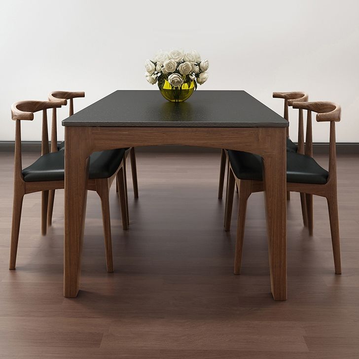 Mid-Century Sintered Stone Table Ash Wood 4 Legs Base Rectangle Table for Home Clearhalo ' dining_table' 'Dining Tables & Seating' 'Dining Tables' 'furn' 'furn_dining_table' 'Furniture' 'furniture_dining_table' 'Kitchen & Dining Furniture' 'kitchen&dining_furn' 'kitchen' 'kitchen_dining_table' 1200x1200_767c2535-95b2-4d9d-bde3-fa401c8d989e