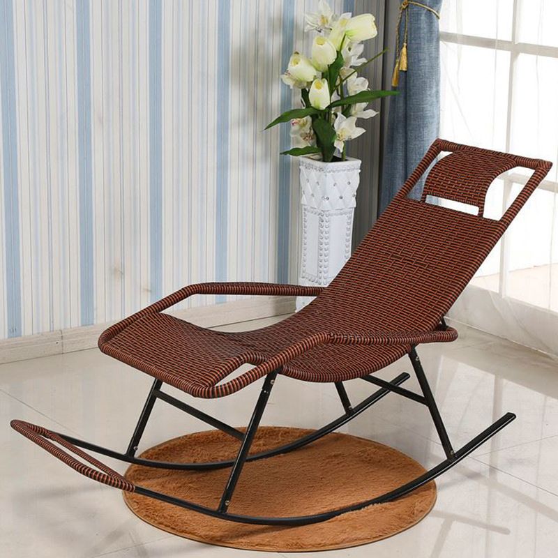 Modern Spindle Rocking Chair Metal Frame Woven Rope Rocker Chair for ...
