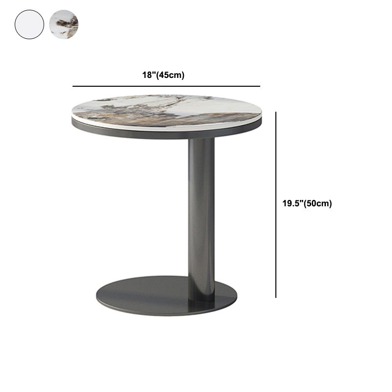 Modernistic Pedestal Table 19.7" Round Slate Top Side End Table