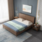 84.65 inch Wide Mid-century Bed Frame Solid Wood Bed with Headboard