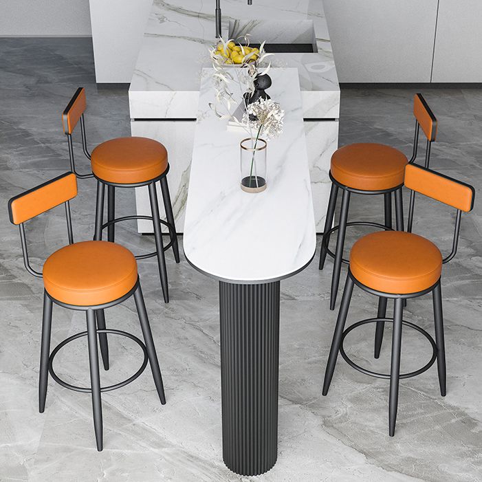 Nordic Style Backrest Counter Stool Iron Cafe Bar Stool with Leather Cushion and Pedal Clearhalo 'Bar Furniture' 'Bar Stools' 'bar_stools' 'furn' 'furn_bar_stools' 'Furniture' 'Kitchen & Dining Furniture' 1200x1200_76823c53-ae6d-4ce3-a275-1a1a3e1856c1