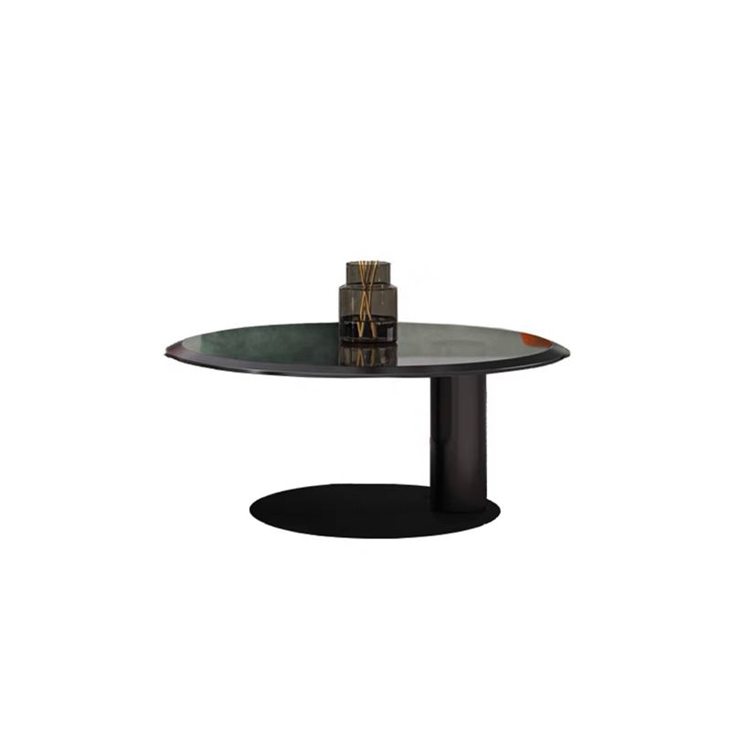 Modern Style Tempered Glass Table Top Stainless Steel Base Round Coffee Table