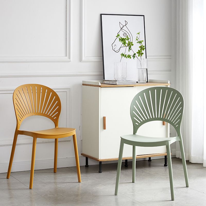 Contemporary Style Plastic Open Side Chair Colorful Stacking Dining Chairr for Home Clearhalo ' kitchen&dining_furn' 'Dining Chairs' 'Dining Tables & Seating' 'dining_chair' 'furn' 'furn_dining_chair' 'Furniture' 'furniture_dining_chair' 'Kitchen & Dining Furniture' 'kitchen' 1200x1200_7683b44a-5653-40c6-b7ba-3b55d498ea77