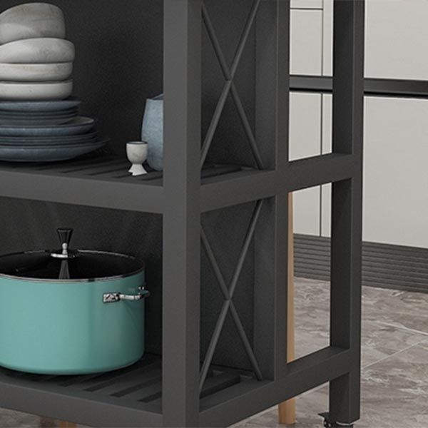 オープンストレージ付きモダンローリングキッチン大理石のキッチンアイランドカート