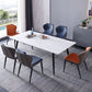 Black Metal Frame Industrial Rectangle Dining Table Sintered Stone Table for Home Clearhalo 'Dining Tables & Seating' 'Dining Tables' 'dining_table' 'furn' 'furn_dining_table' 'Furniture' 'Kitchen & Dining Furniture' 1200x1200_76855bc2-7109-4bb5-aa45-1788329a1afb