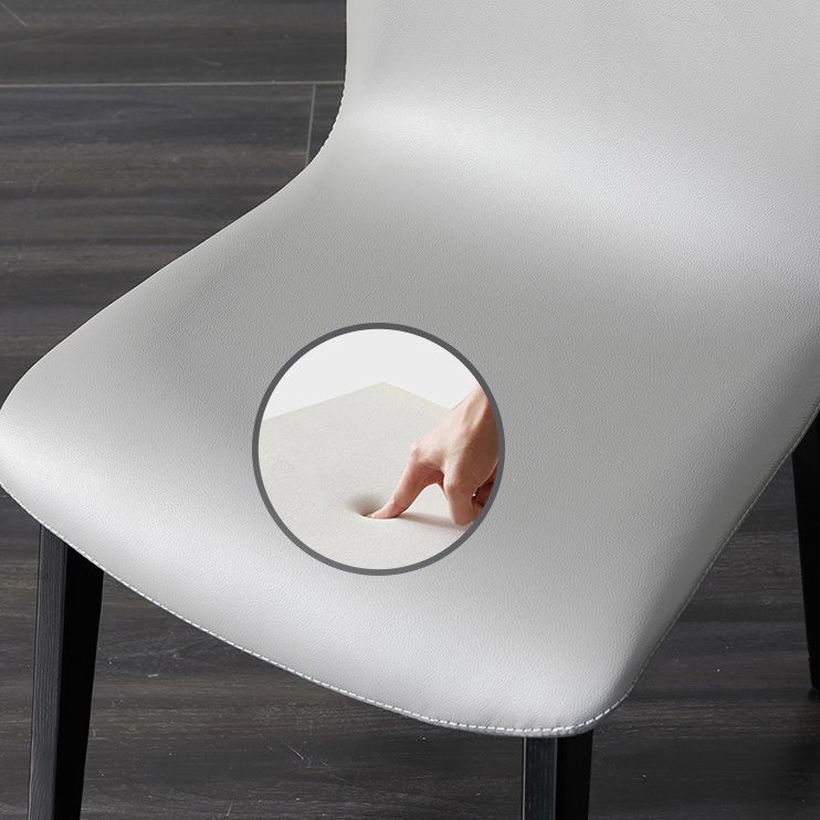 Contemporary Dining and Accent Chairs Matte Finish Leather Curved Parsons Armless Chair Clearhalo ' kitchen&dining_furn' 'Dining Chairs' 'Dining Tables & Seating' 'dining_chair' 'furn' 'furn_dining_chair' 'Furniture' 'furniture_dining_chair' 'Kitchen & Dining Furniture' 'kitchen' 1200x1200_76897b7e-98ff-450f-8458-f8a133376b5e