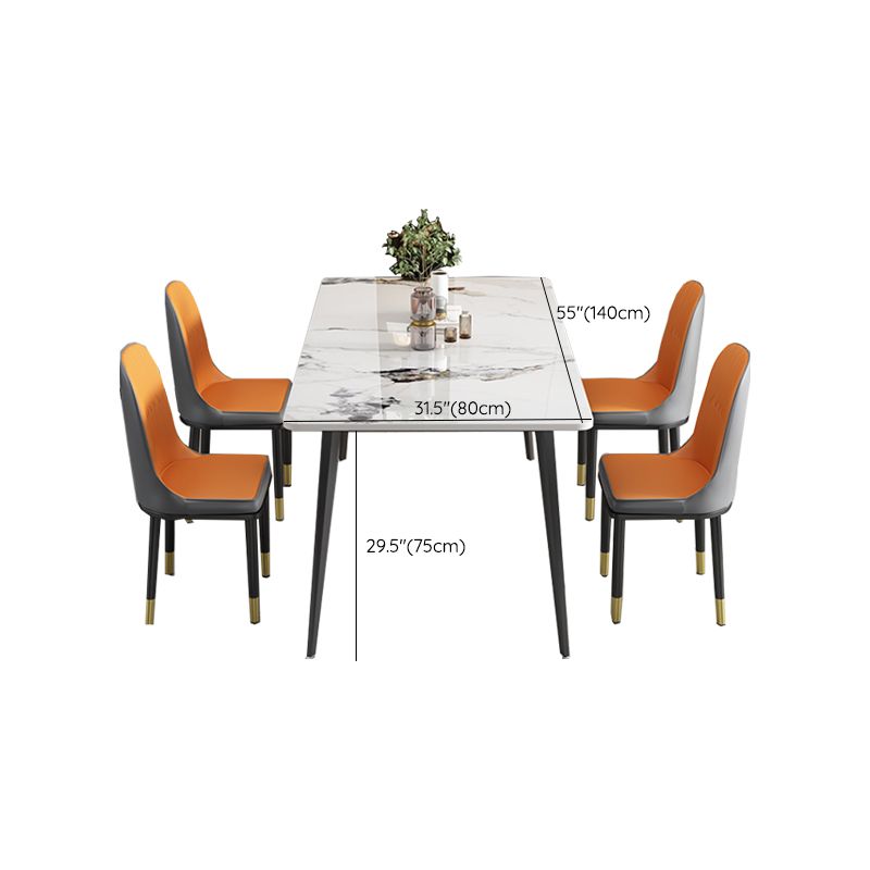 Modern Standard Height Furniture 5/7 Pcs Stone Rectangle Table with Upholstered Chair Clearhalo 'Dining Room Sets' 'Dining Tables & Seating' 'dining_room_set' 'furn' 'furn_dining_room_set' 'Furniture' 'Kitchen & Dining Furniture' 1200x1200_768a7ab0-f3b9-468a-a2a2-8a519235bf96