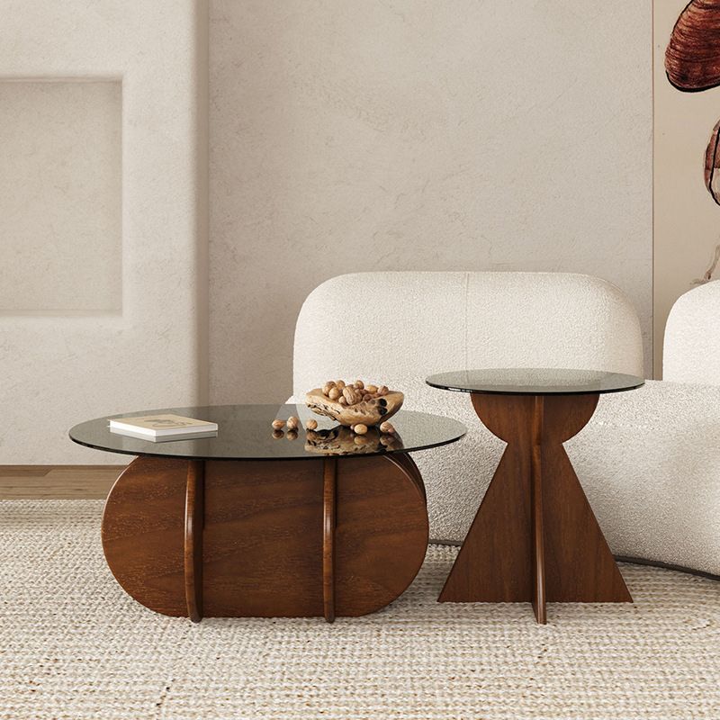 Contemporary Style Side End Table Solid Wood Sofa Side Accent Table Round Side End Table