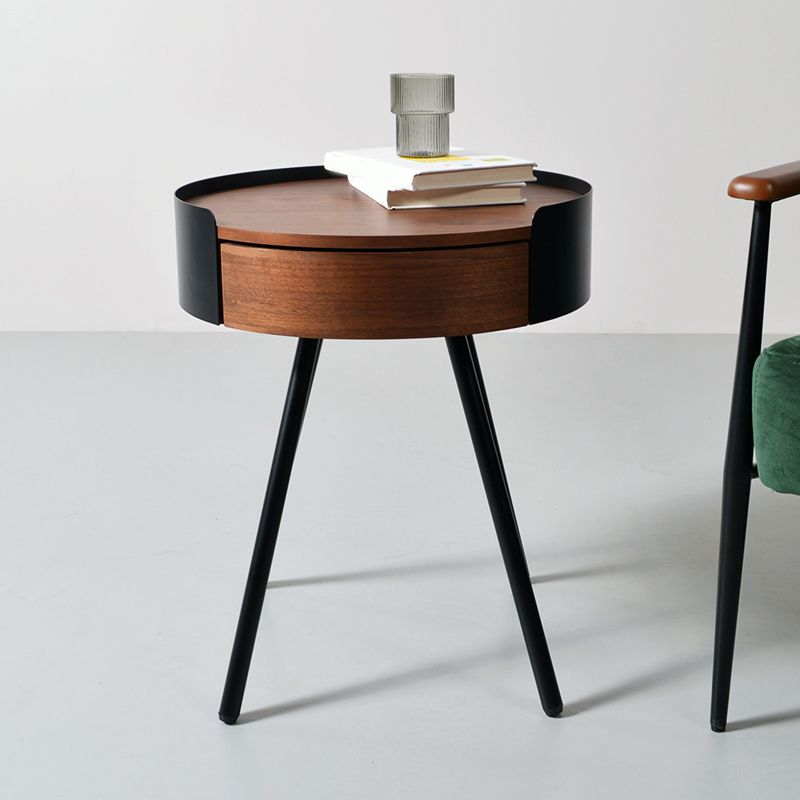 21,2 "tavolo da parte superiore in legno rotondo in legno arrotondata in metallo a 4 gambe tavolino