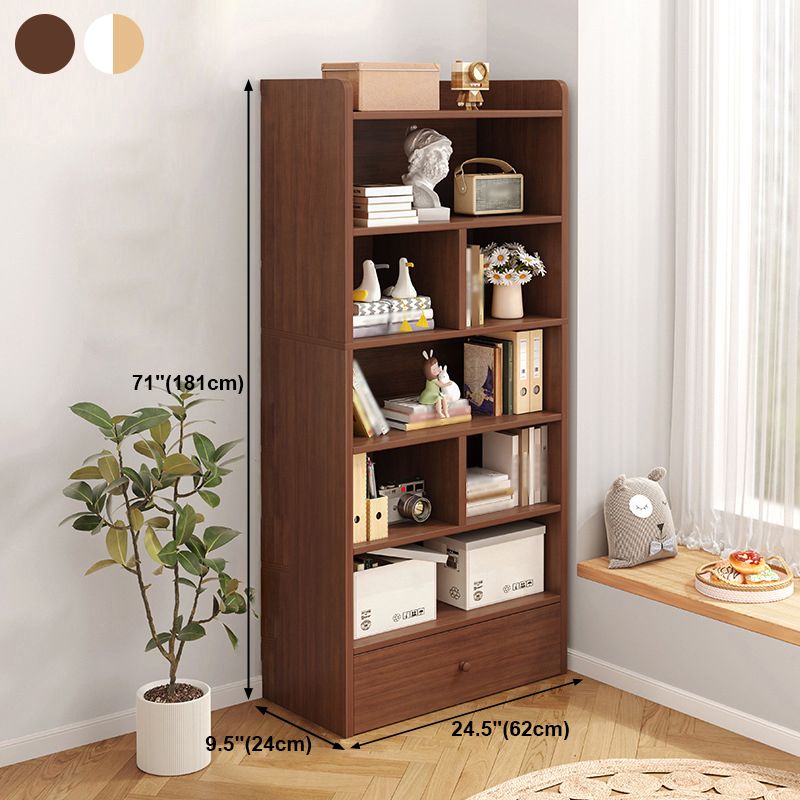 Modern Standard Bookcase Shelves Closed Back Bookshelf with Drawer in Engineered Wood Clearhalo 'Bookcases' 'furn' 'furn_bookcases' 'Furniture' 'furniture_bookcases' 'kitchen' 'kitchen_bookcases' 'Living Room Furniture' 'Office Furniture' 1200x1200_768c78d4-e9df-4d89-b0ef-6b6379310e1e