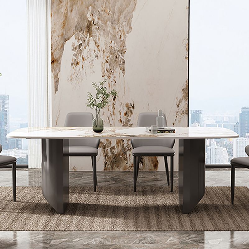 Industrial Sintered Stone Dining Table Rectangle Dining Table for Dining Room Clearhalo 'Dining Tables & Seating' 'Dining Tables' 'dining_table' 'furn' 'furn_dining_table' 'Furniture' 'furniture_dining_table' 'Kitchen & Dining Furniture' 'kitchen' 'kitchen_dining_table' 1200x1200_768d492b-578c-4282-a2e2-79f2a1b75383