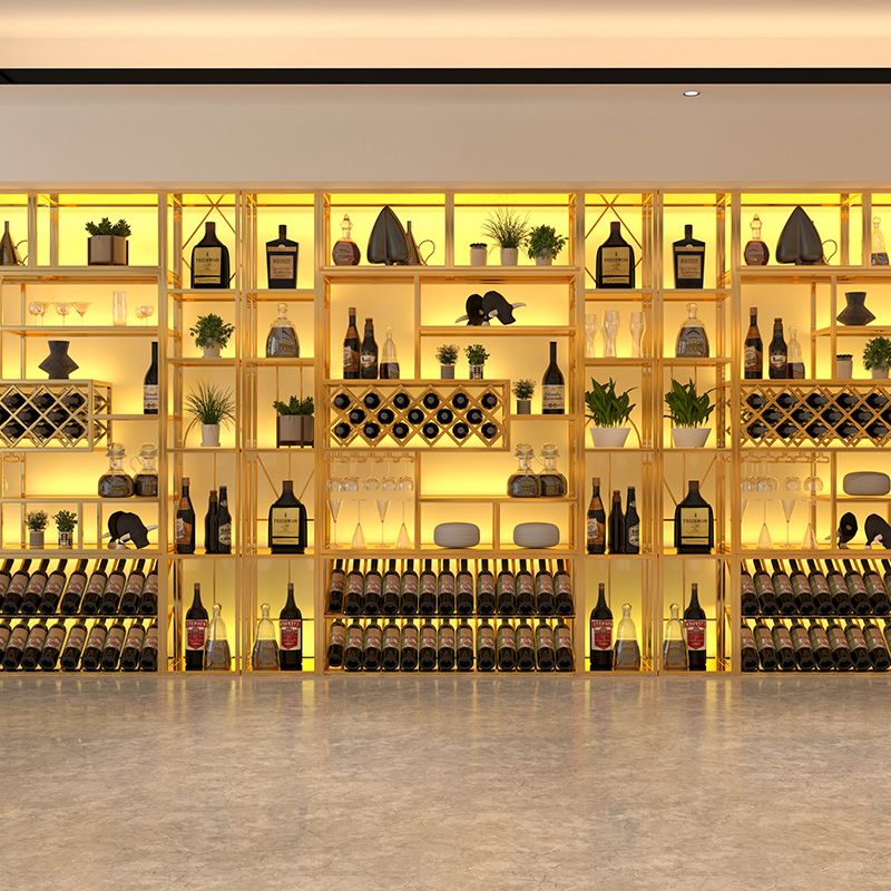 Luxe metalen wijnhouder rek vrijstaand met plankwijnrek 78.7 "h