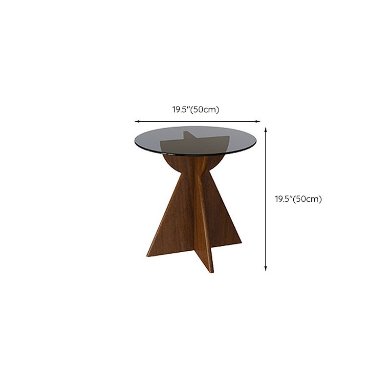 Living Room End Table Contemporary Round Abstract Glass Side Table