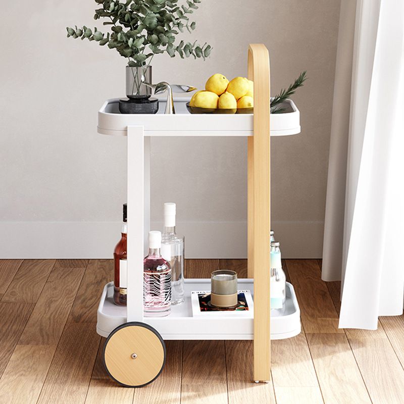 Tavolo laterale superiore del vassoio rettangolo in legno Tavolo da 31,5 pollici con ruota e scaffale